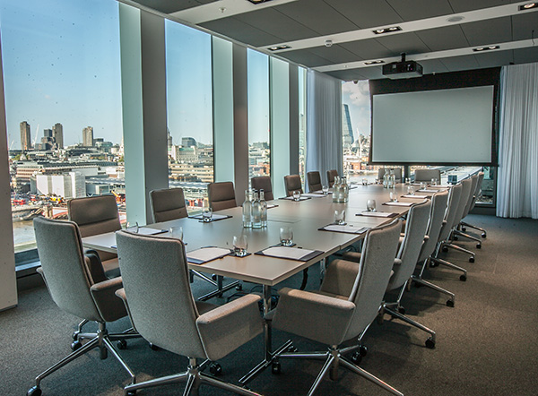 Boardroom set up for a meeting