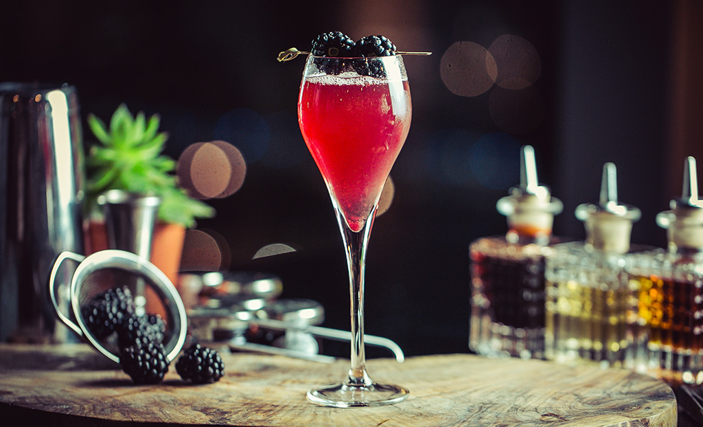 Cocktail with blackberries