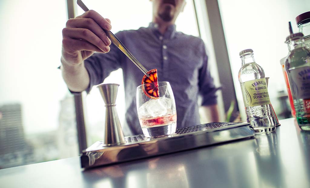 Mixing a cocktail
